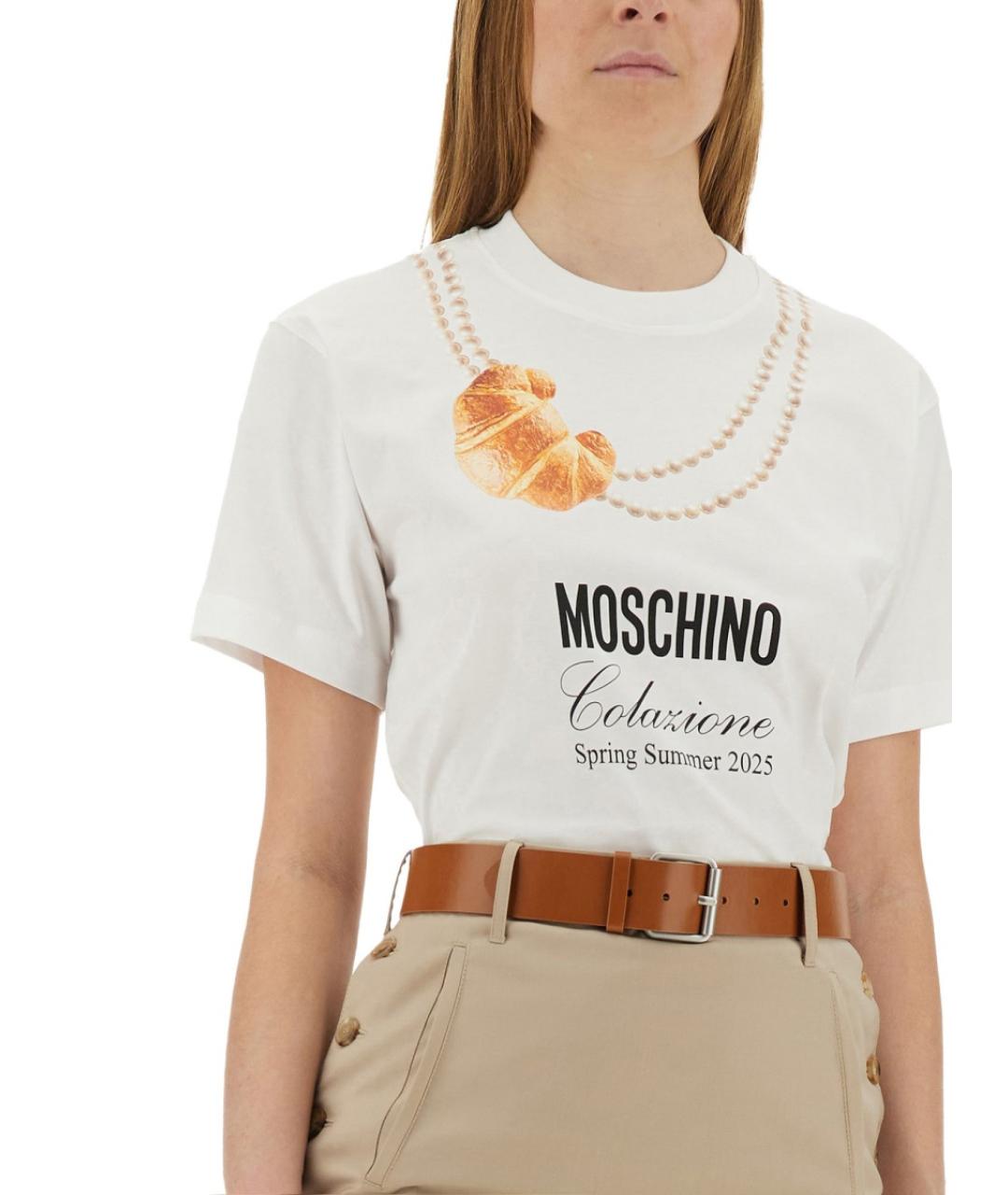 MOSCHINO Белая хлопковая футболка, фото 5