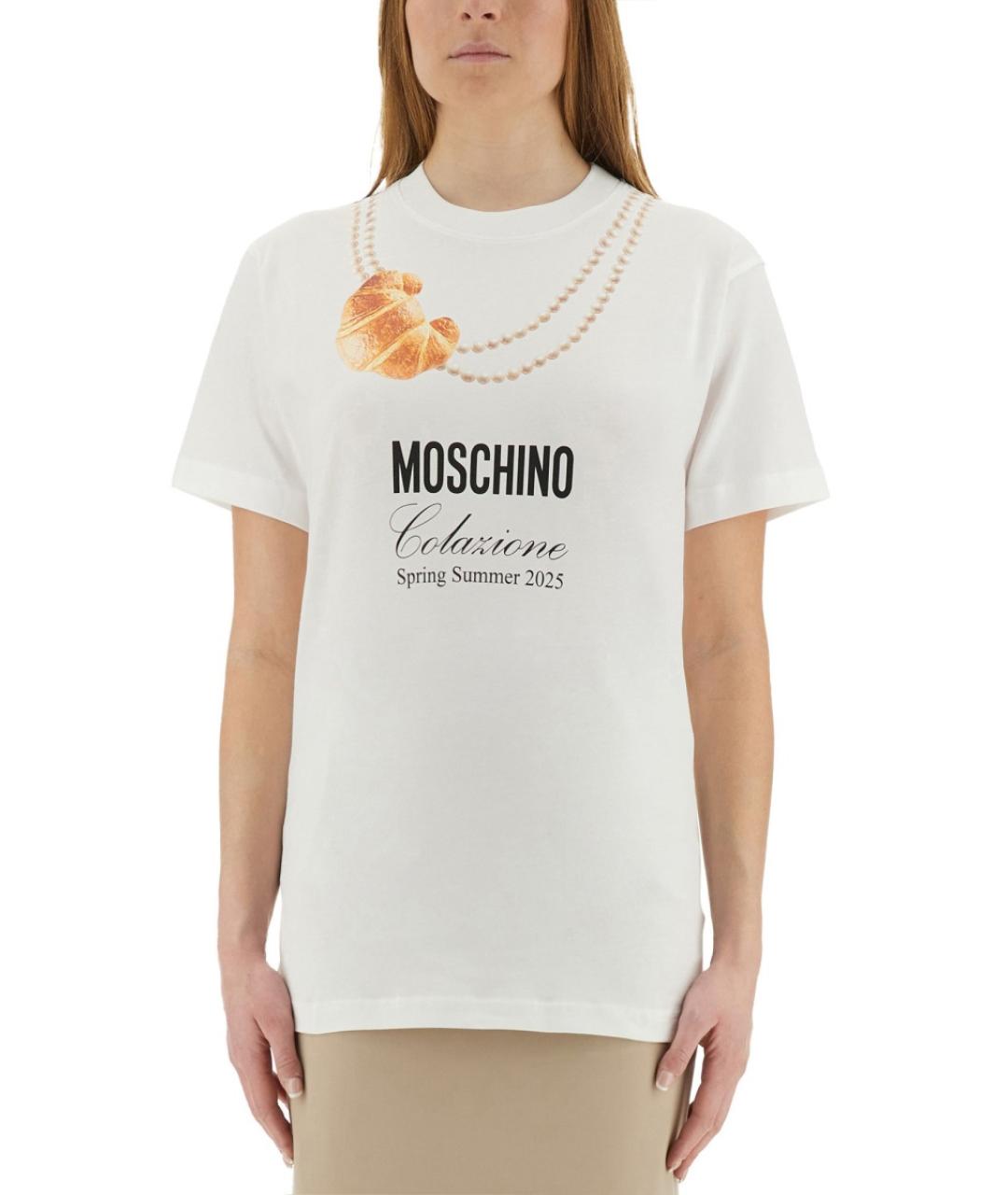 MOSCHINO Белая хлопковая футболка, фото 2