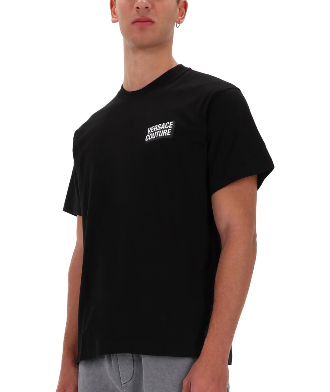 VERSACE JEANS COUTURE Черная хлопковая футболка, фото 3