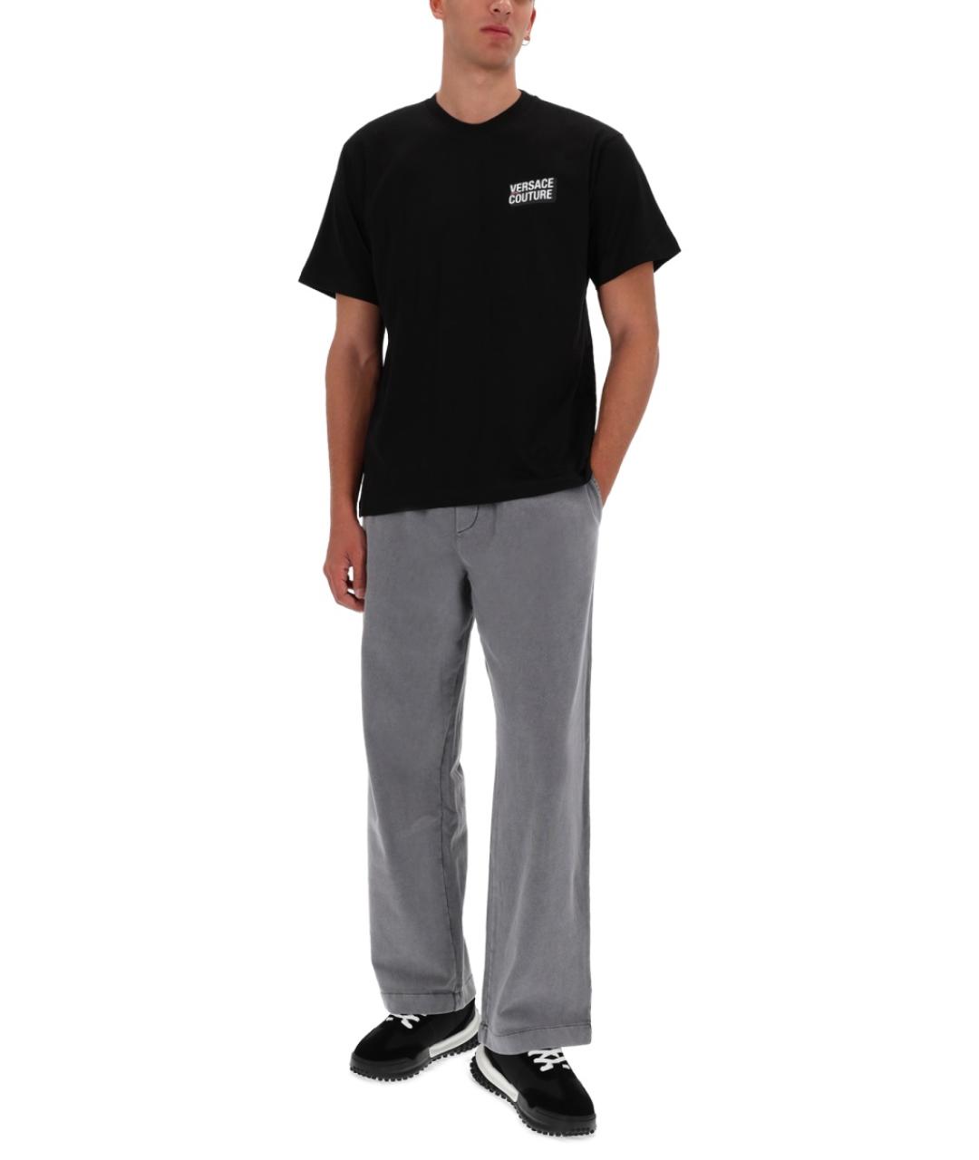 VERSACE JEANS COUTURE Черная хлопковая футболка, фото 2