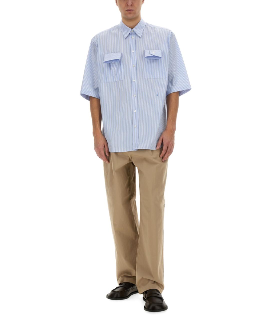 MOSCHINO Голубая хлопковая кэжуал рубашка, фото 3