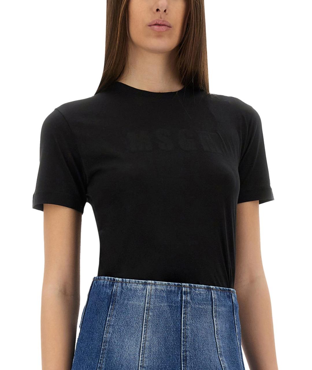 MSGM Черная хлопковая футболка, фото 4