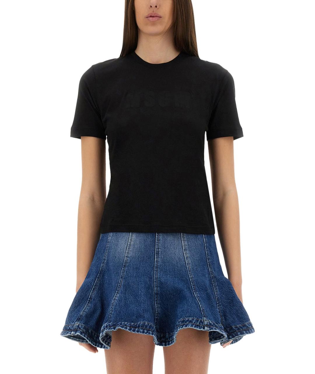 MSGM Черная хлопковая футболка, фото 5