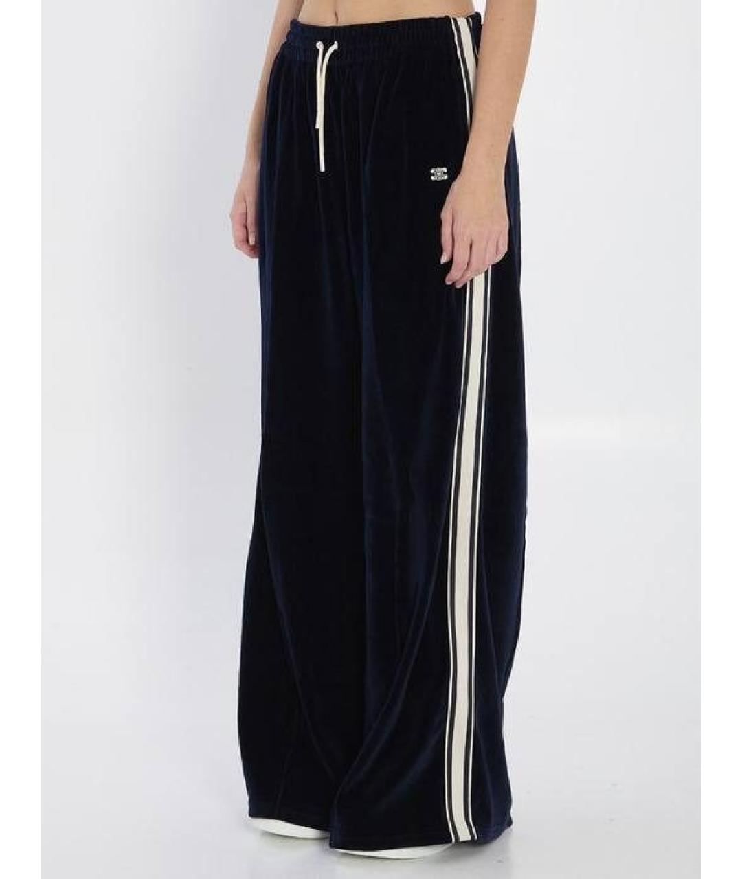 CELINE Темно-синие велюровые брюки широкие, фото 3