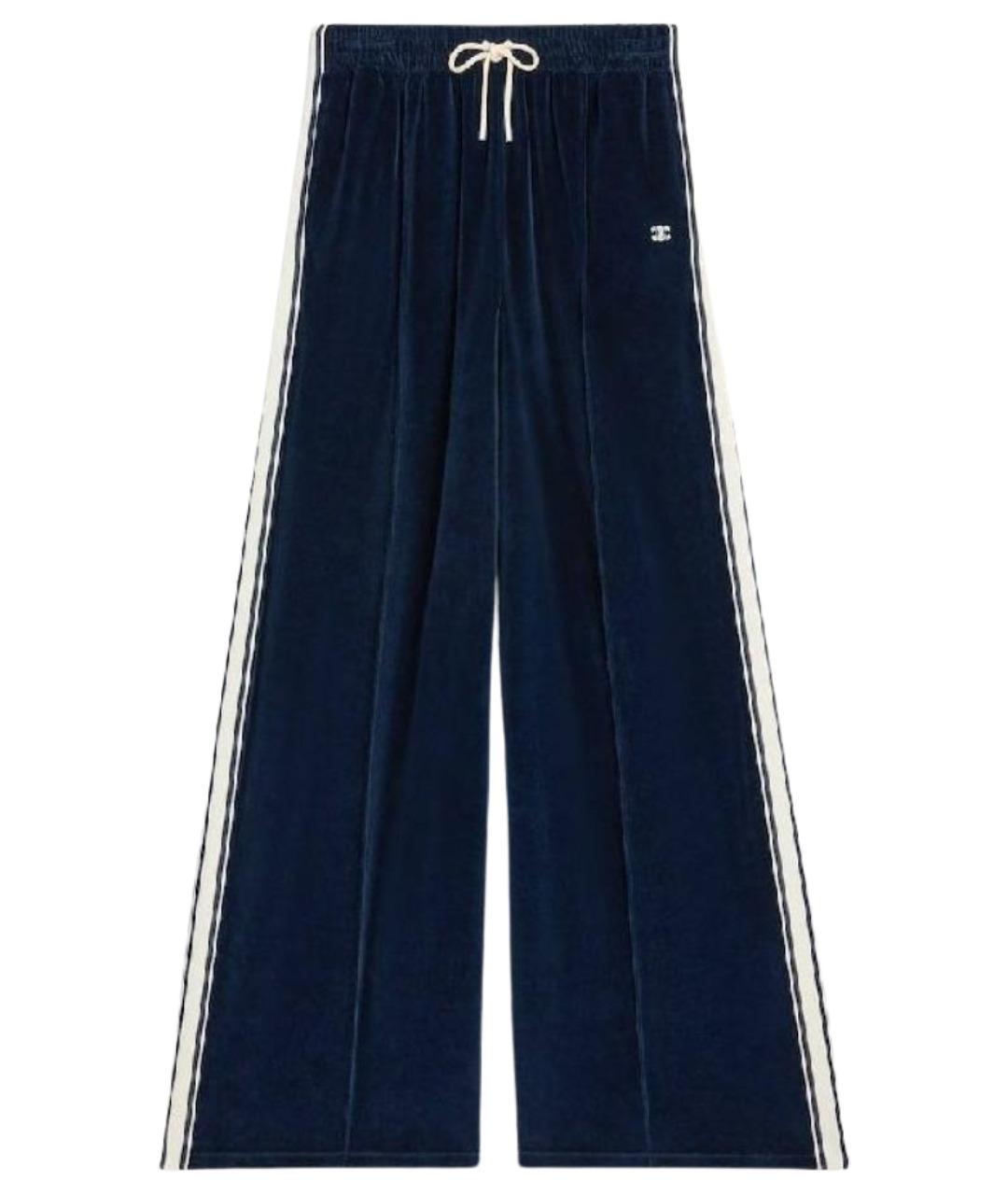 CELINE Темно-синие велюровые брюки широкие, фото 1