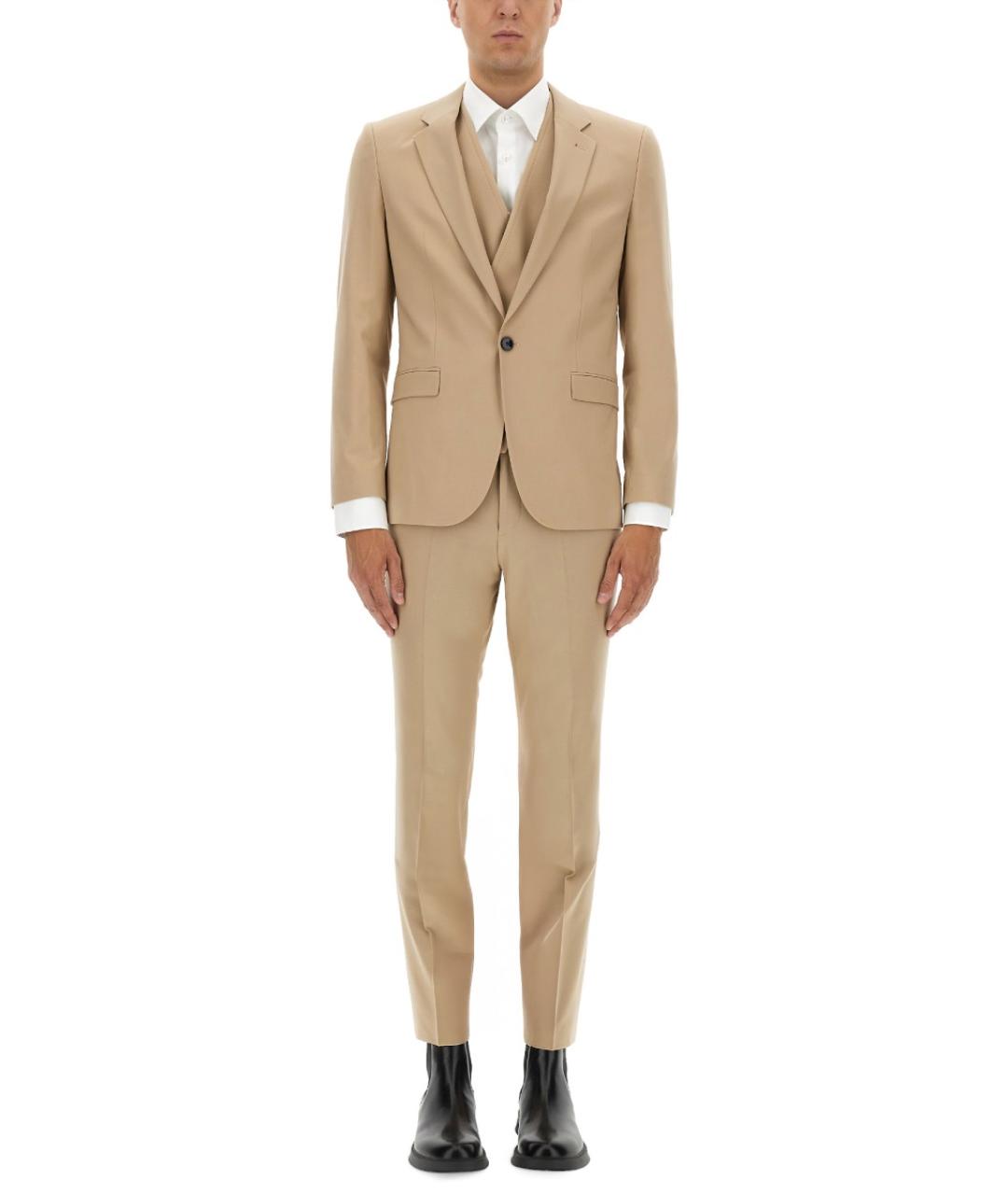HUGO Бежевый классический костюм, фото 5