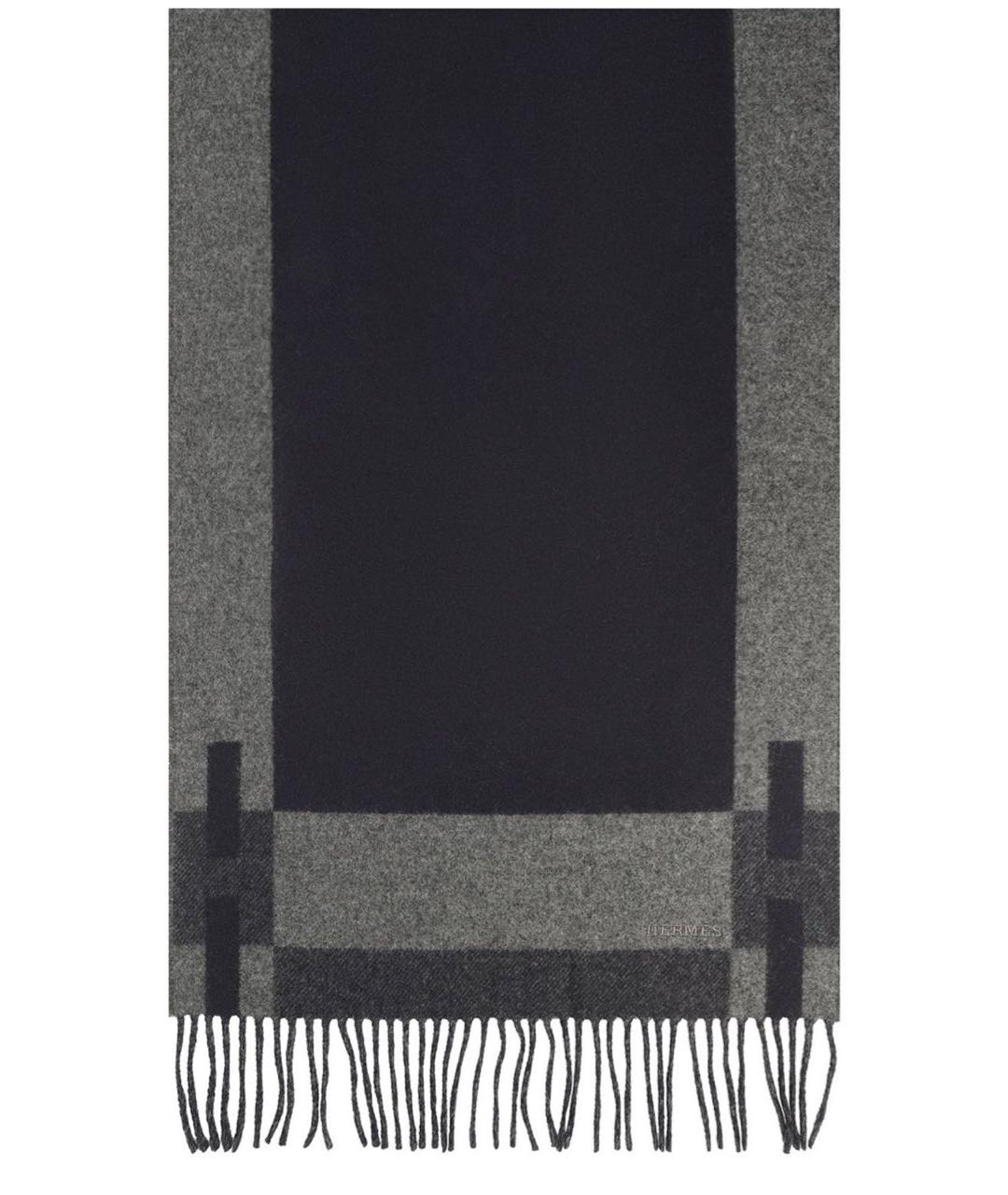 HERMES Антрацитовый кашемировый шарф, фото 2