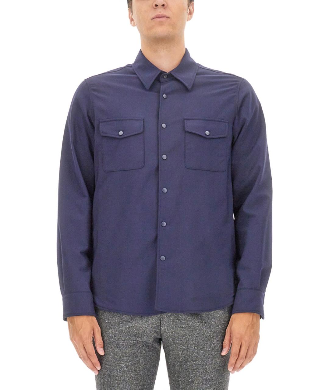 ASPESI Синяя шерстяная кэжуал рубашка, фото 5