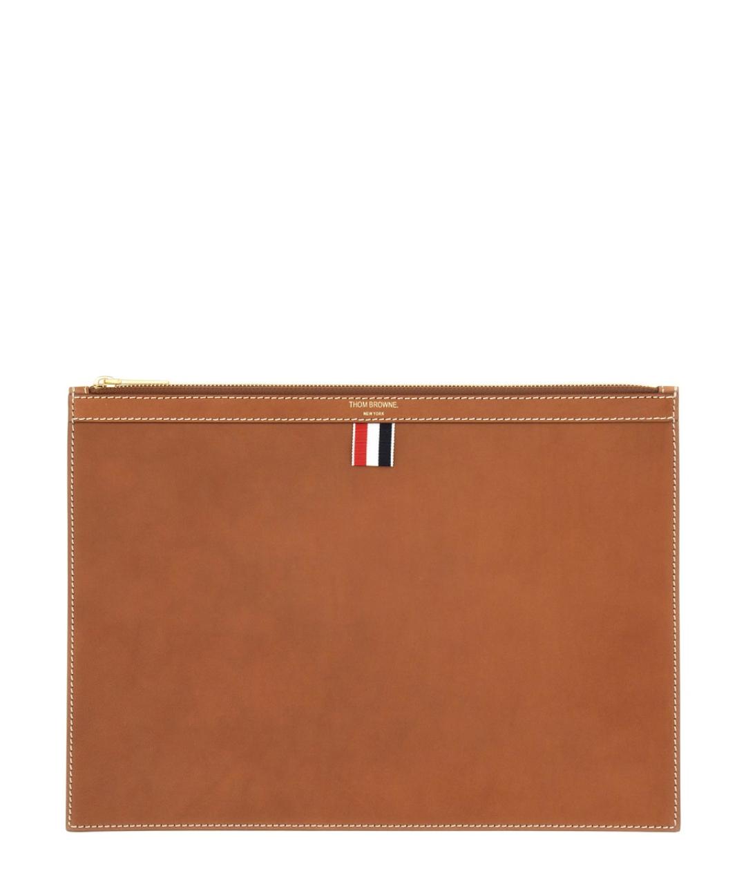 THOM BROWNE Коричневая кожаная папка для документов, фото 1