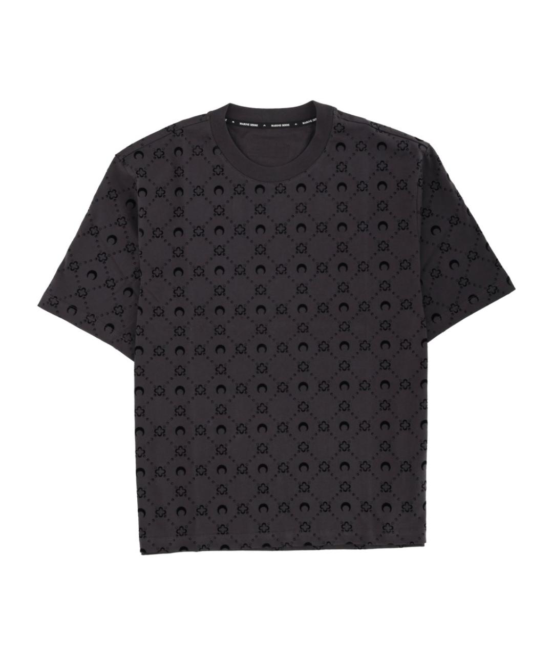 MARINE SERRE Черная хлопковая футболка, фото 1