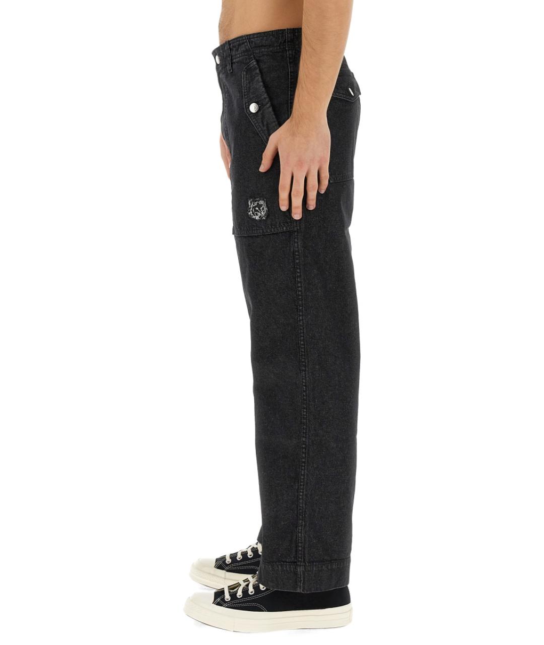 MAISON KITSUNE Черные хлопковые прямые джинсы, фото 3