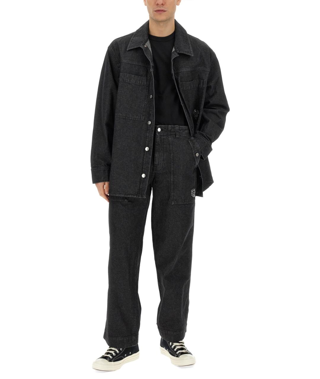 MAISON KITSUNE Черные хлопковые прямые джинсы, фото 2