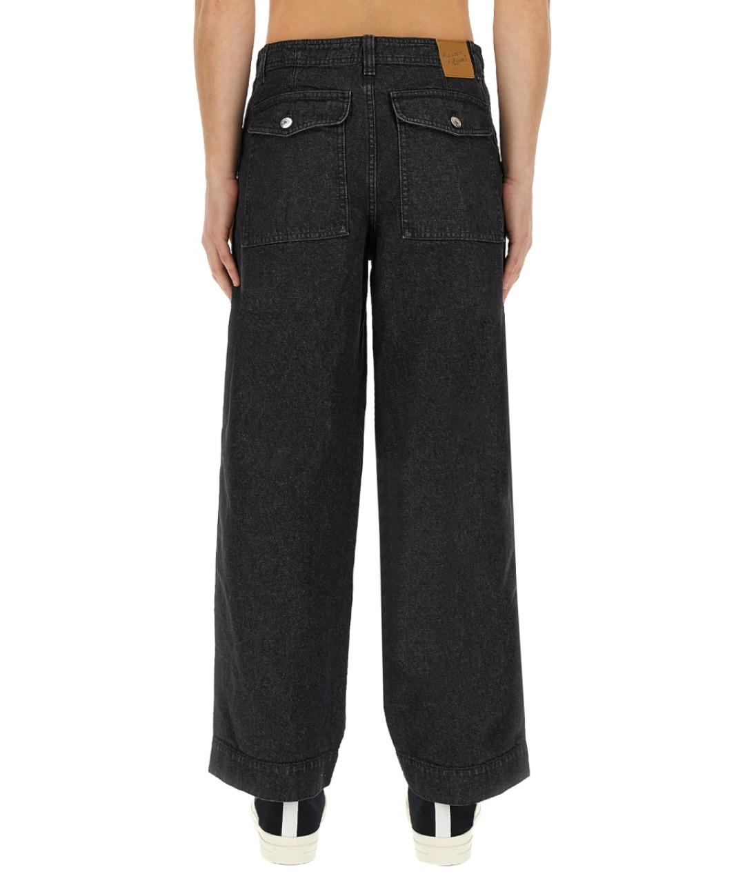 MAISON KITSUNE Черные хлопковые прямые джинсы, фото 4