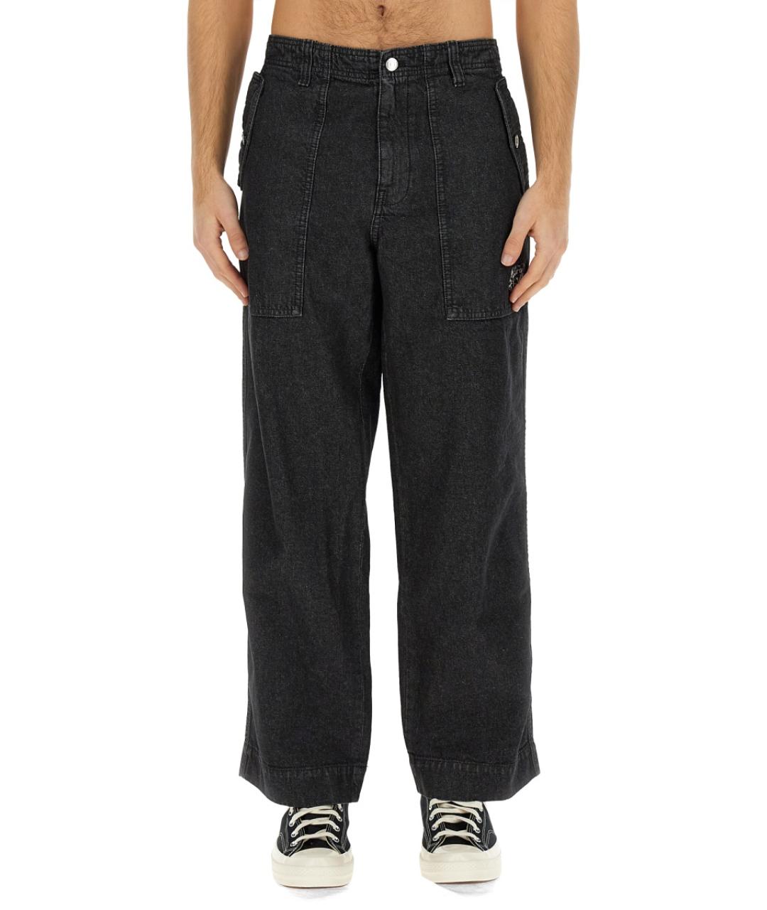 MAISON KITSUNE Черные хлопковые прямые джинсы, фото 5