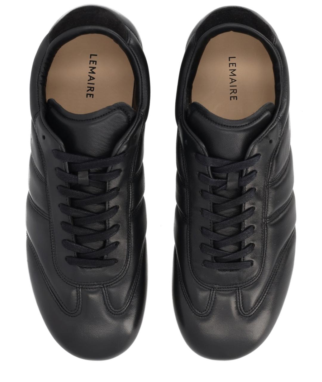 LEMAIRE Черные кожаные низкие кроссовки / кеды, фото 4