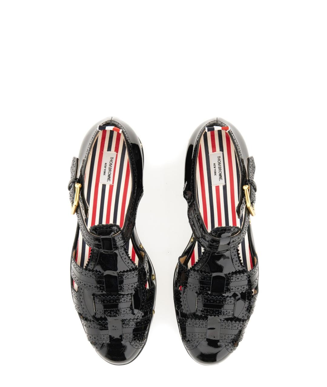 THOM BROWNE Черные кожаные сандалии, фото 5