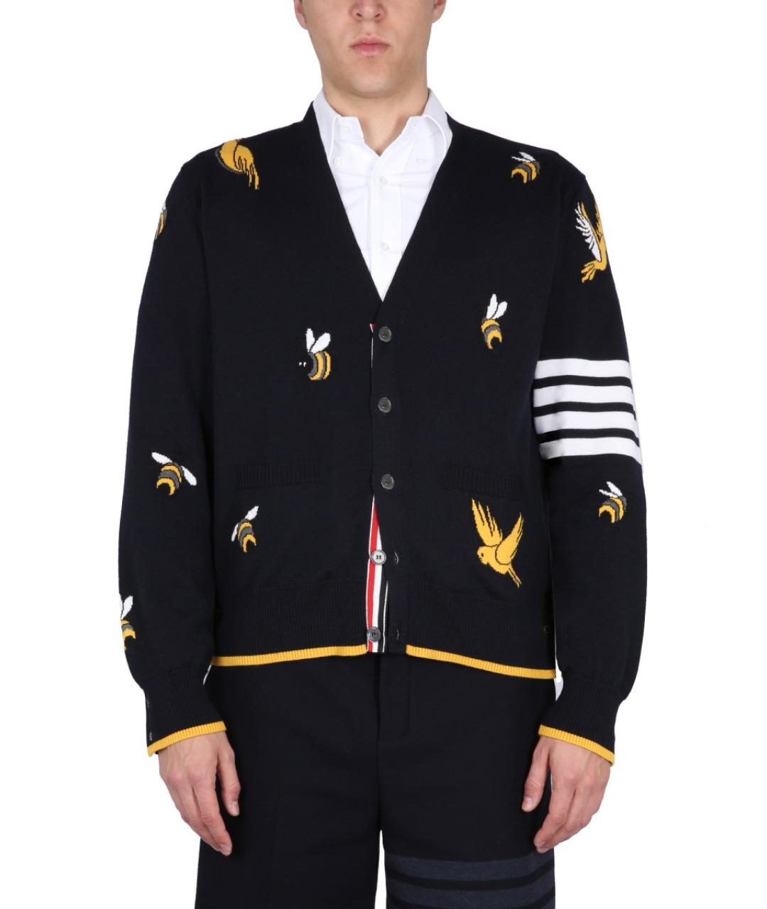 THOM BROWNE Синий шерстяной кардиган, фото 5