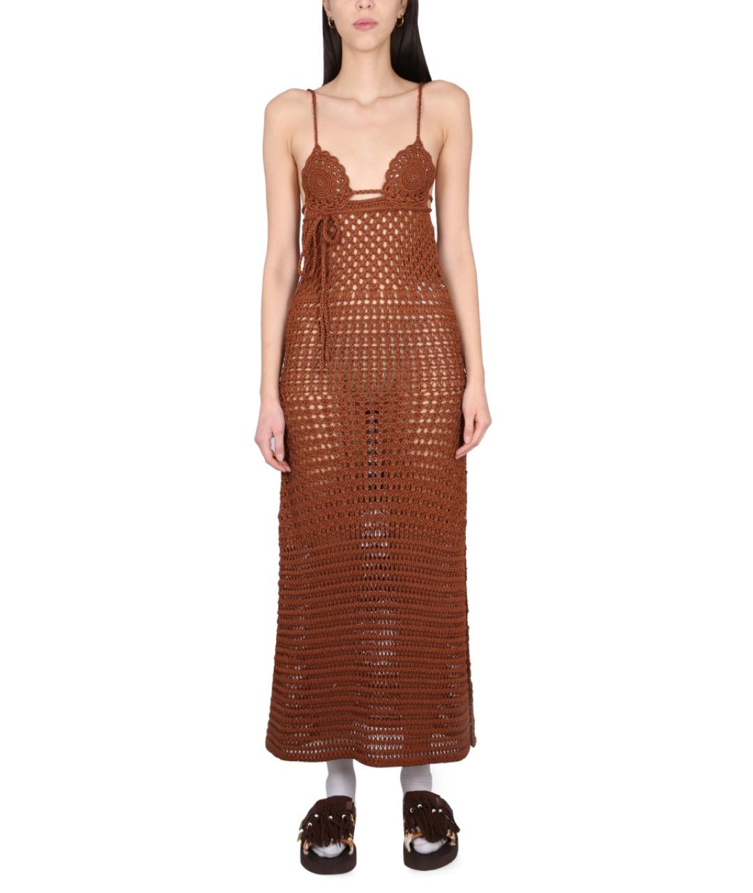 ALANUI Коричневое хлопковое повседневное платье, фото 5