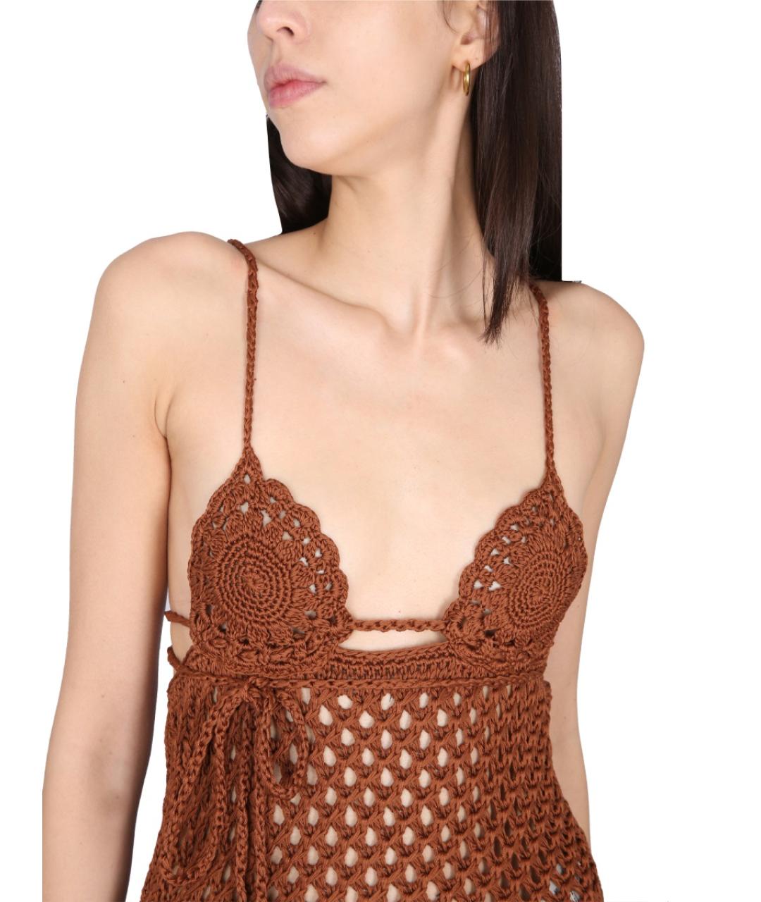 ALANUI Коричневое хлопковое повседневное платье, фото 4