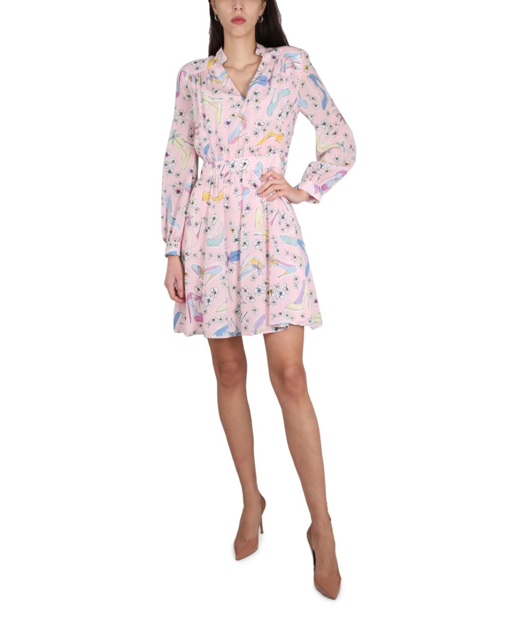 BOUTIQUE MOSCHINO Розовое шелковое повседневное платье, фото 3