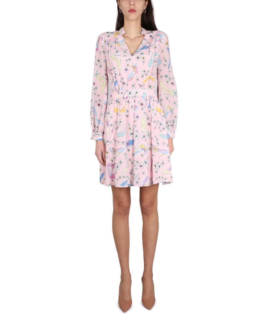 BOUTIQUE MOSCHINO Розовое шелковое повседневное платье, фото 2