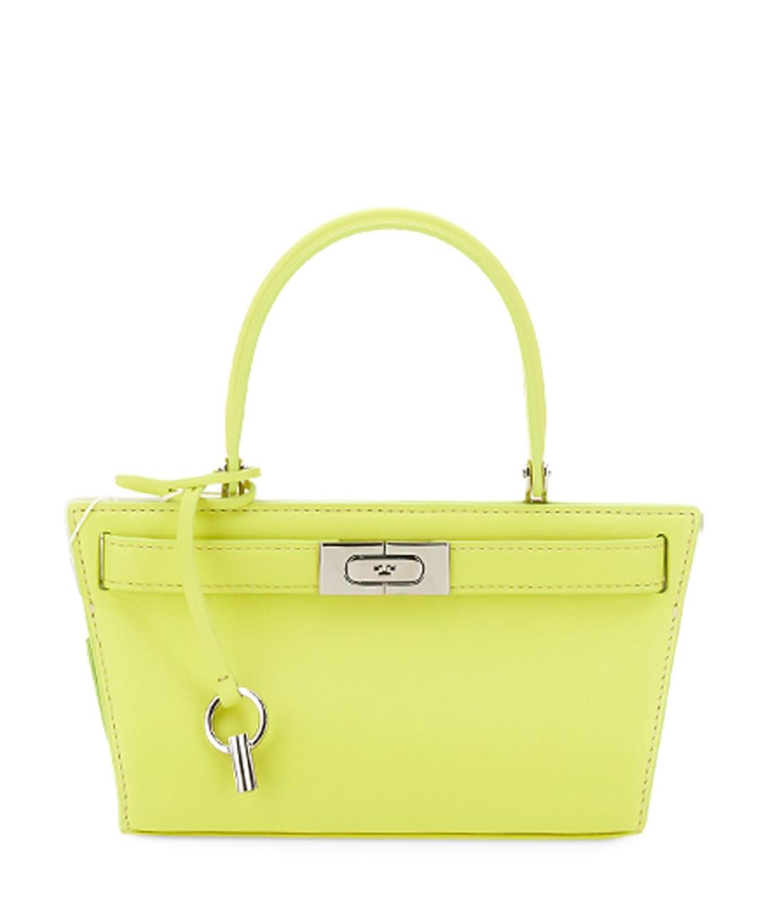 TORY BURCH Желтая кожаная сумка с короткими ручками, фото 2