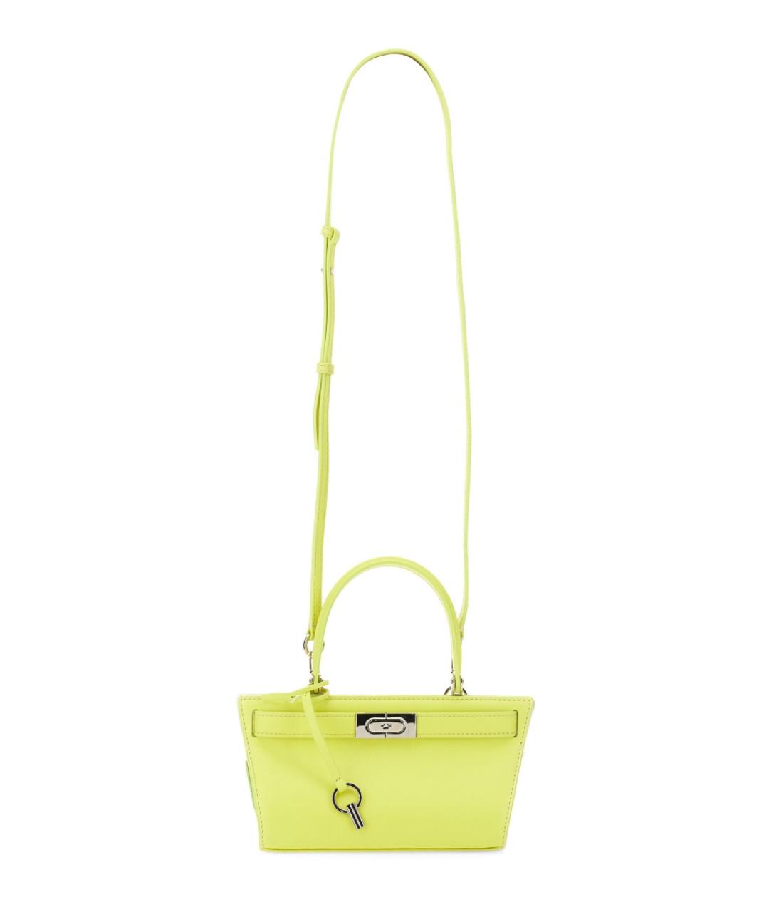 TORY BURCH Желтая кожаная сумка с короткими ручками, фото 1