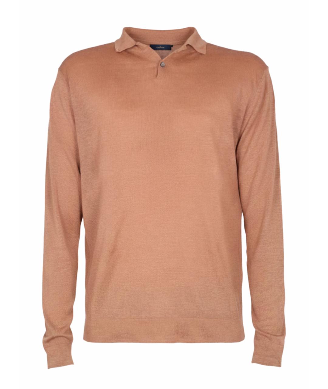 BALLANTYNE Бежевое хлопко-леновое поло с коротким рукавом, фото 1