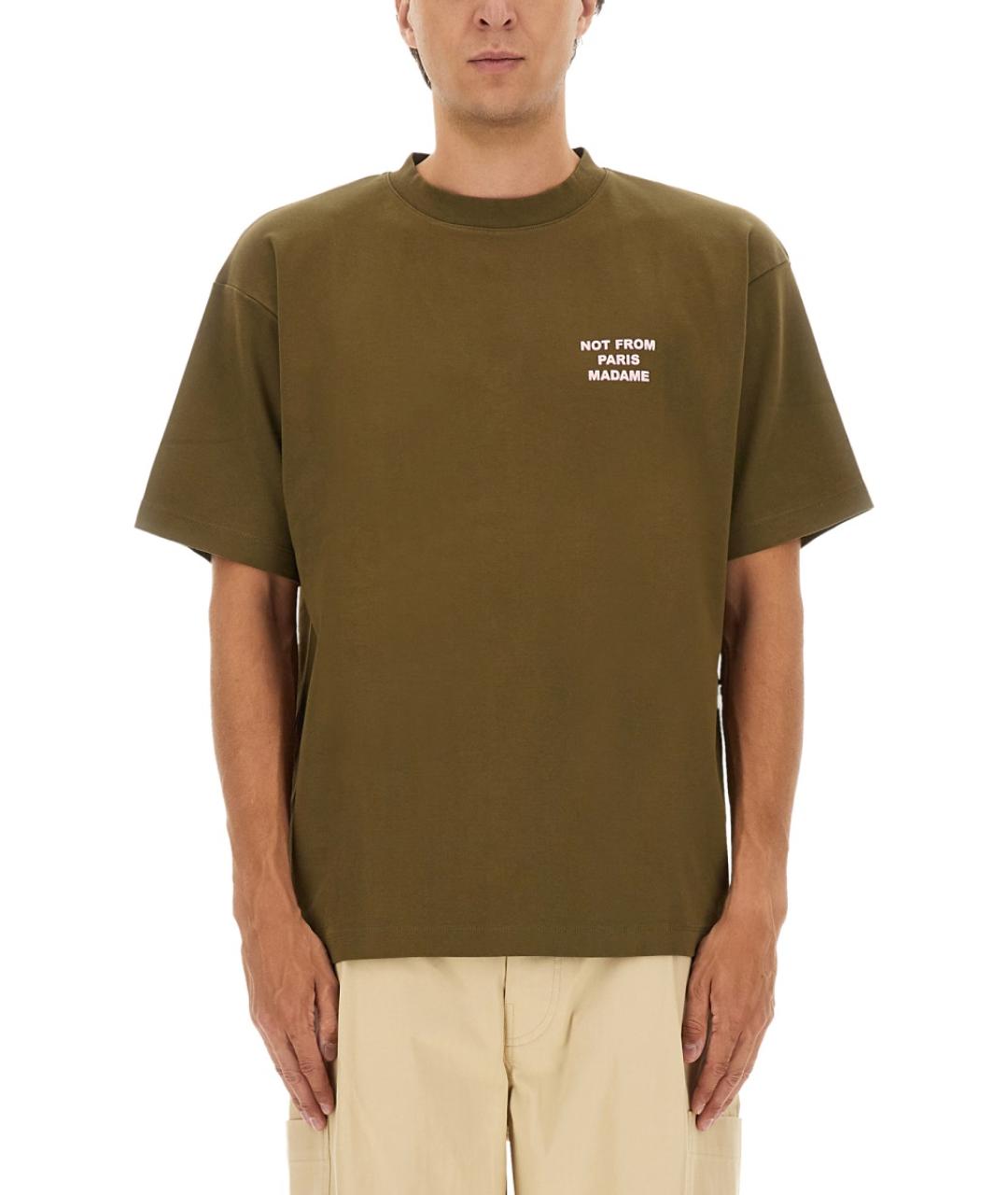 Drole de Monsieur Хаки хлопковая футболка, фото 5