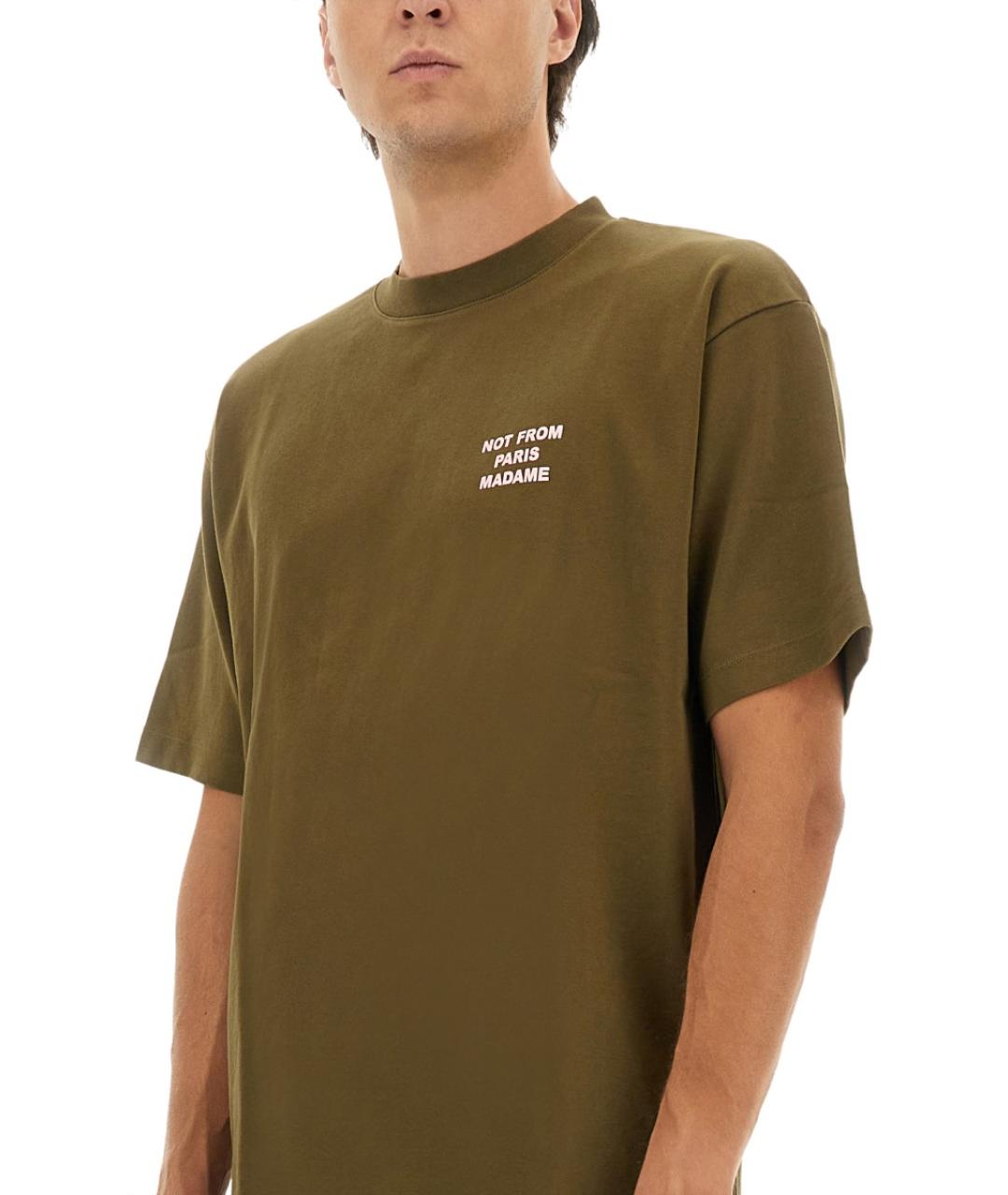 Drole de Monsieur Хаки хлопковая футболка, фото 4