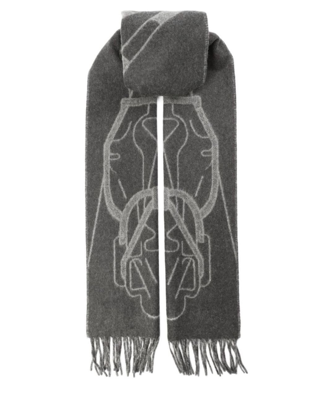 HERMES Серый кашемировый шарф, фото 1