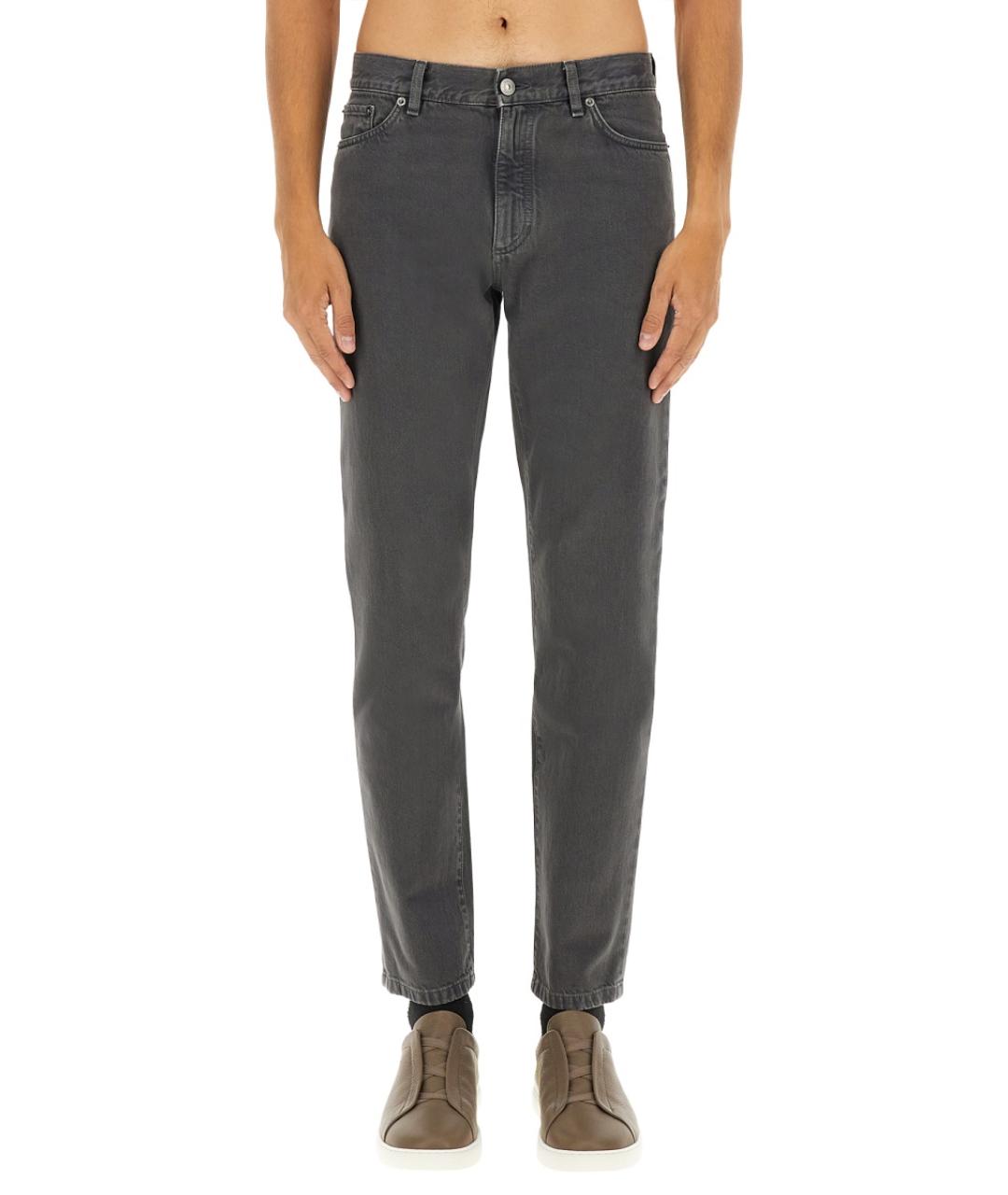 ZEGNA Серые хлопковые прямые джинсы, фото 5