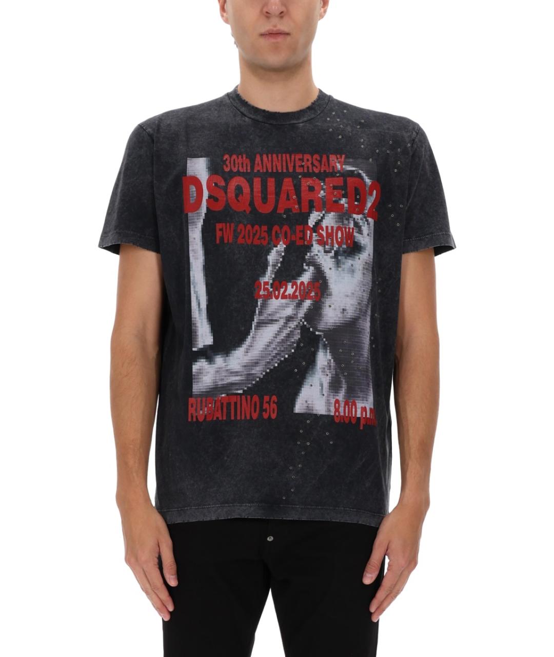 DSQUARED2 Серая хлопковая футболка, фото 4