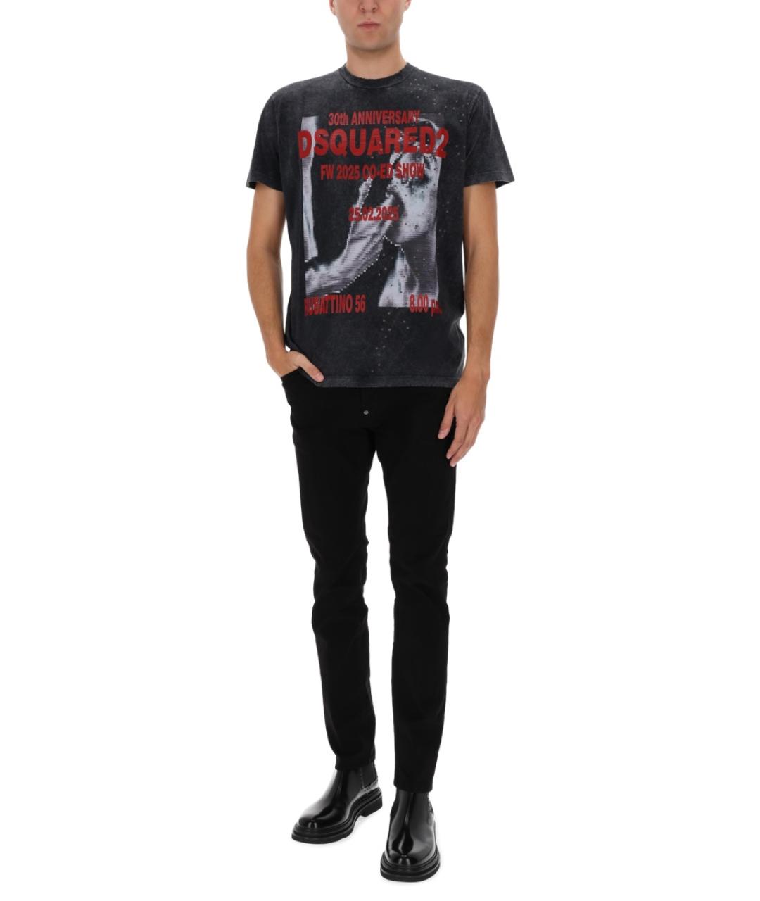 DSQUARED2 Серая хлопковая футболка, фото 2