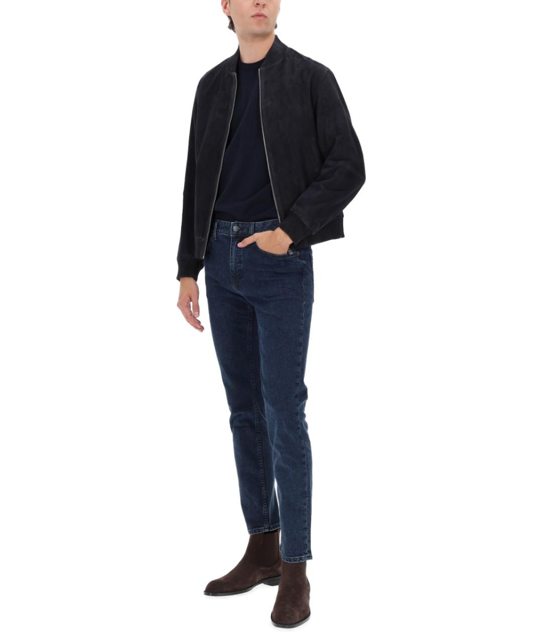 HUGO BOSS Синяя кожаная куртка, фото 2