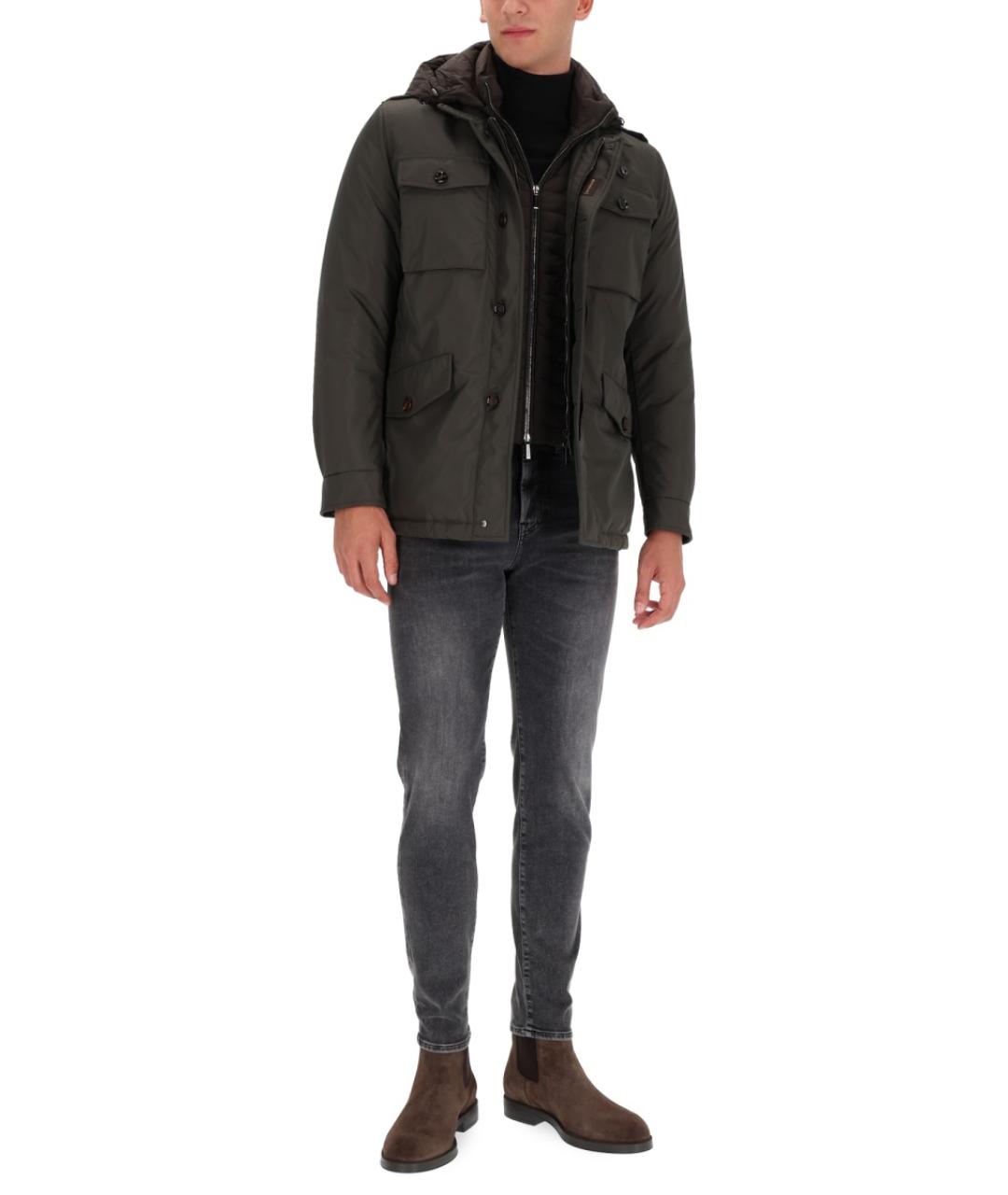 MOORER Хаки полиэстеровый пуховик, фото 3