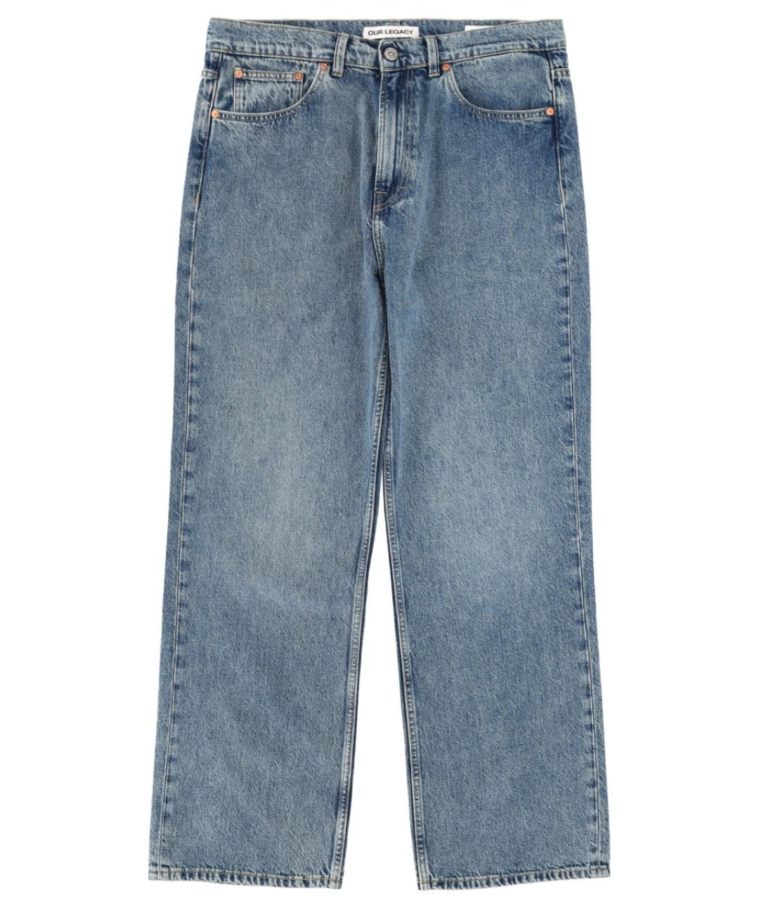 OUR LEGACY Голубые хлопковые прямые джинсы, фото 1
