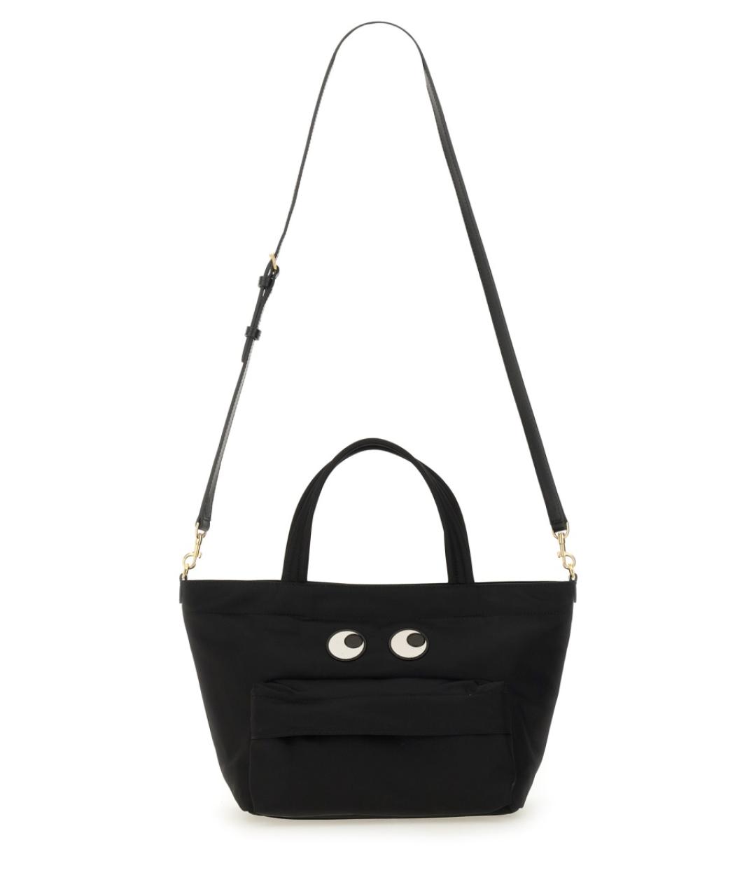 ANYA HINDMARCH Черная тканевая сумка тоут, фото 3
