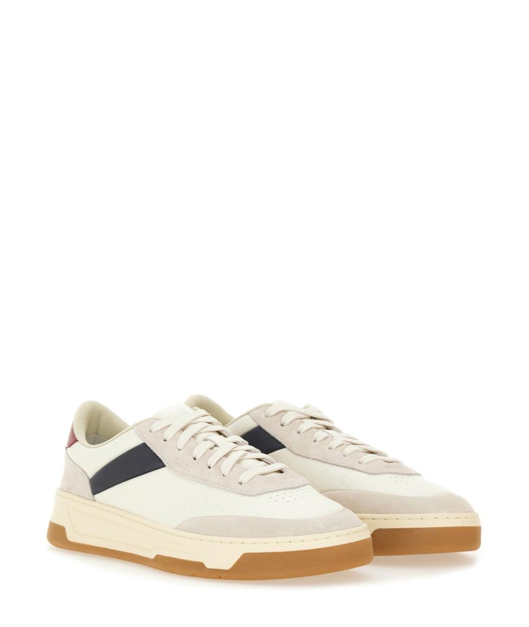 HUGO BOSS Белые кожаные низкие кроссовки / кеды, фото 2