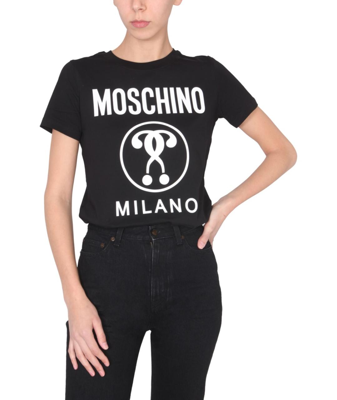 MOSCHINO Черная хлопковая футболка, фото 5