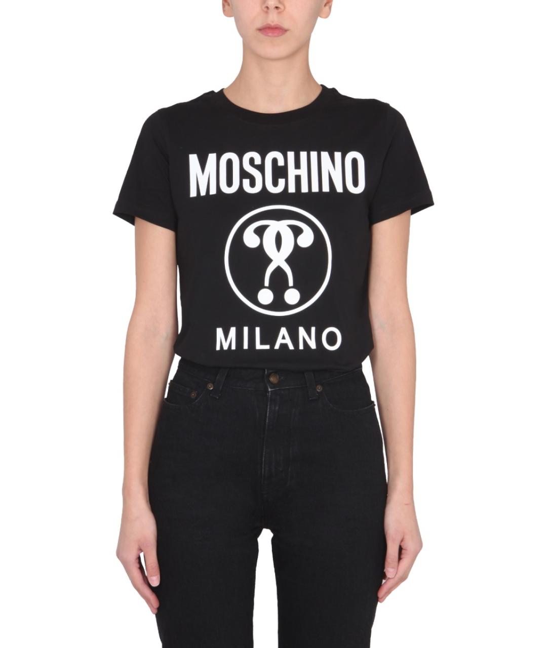 MOSCHINO Черная хлопковая футболка, фото 2