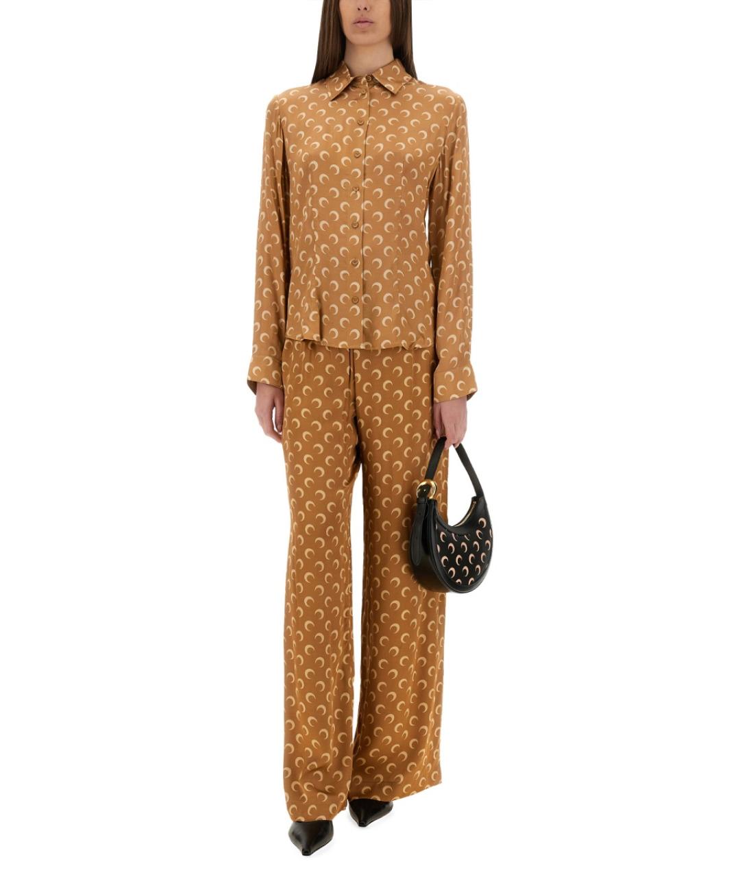 MARINE SERRE Бежевая вискозная рубашка, фото 3