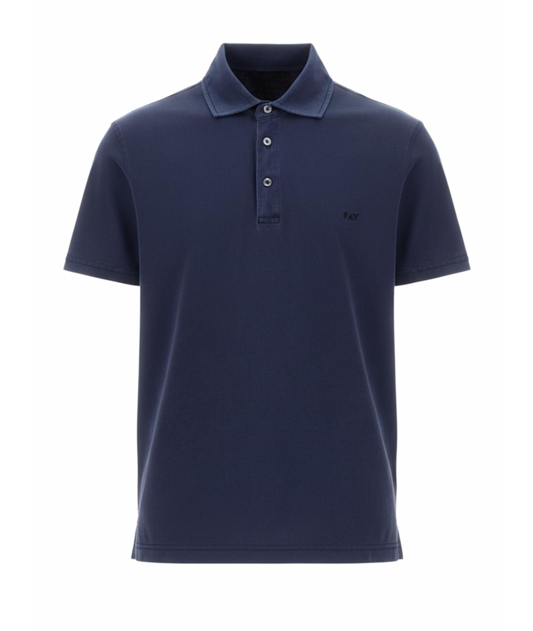 FAY Синее хлопковое поло с коротким рукавом, фото 1