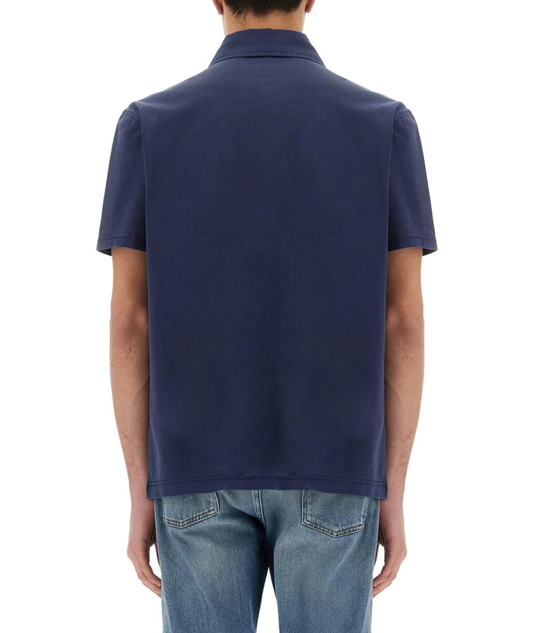 FAY Синее хлопковое поло с коротким рукавом, фото 3