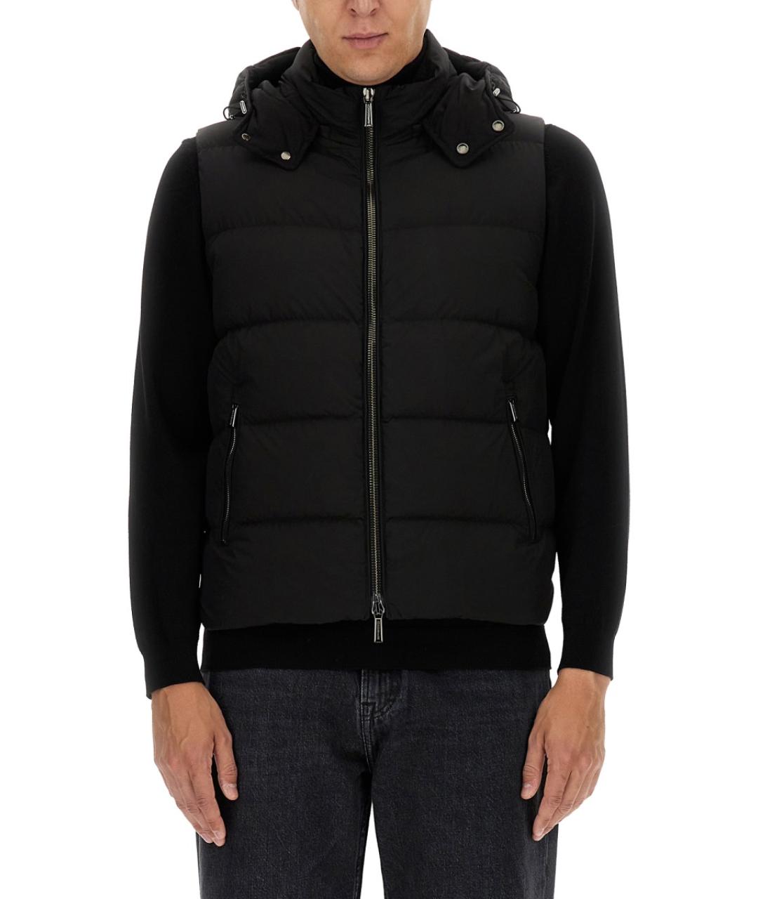 MOORER Черный полиэстеровый жилет, фото 2