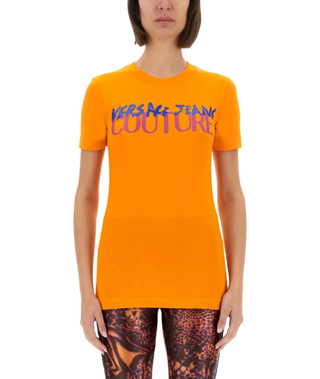 VERSACE JEANS COUTURE Оранжевая хлопковая футболка, фото 5