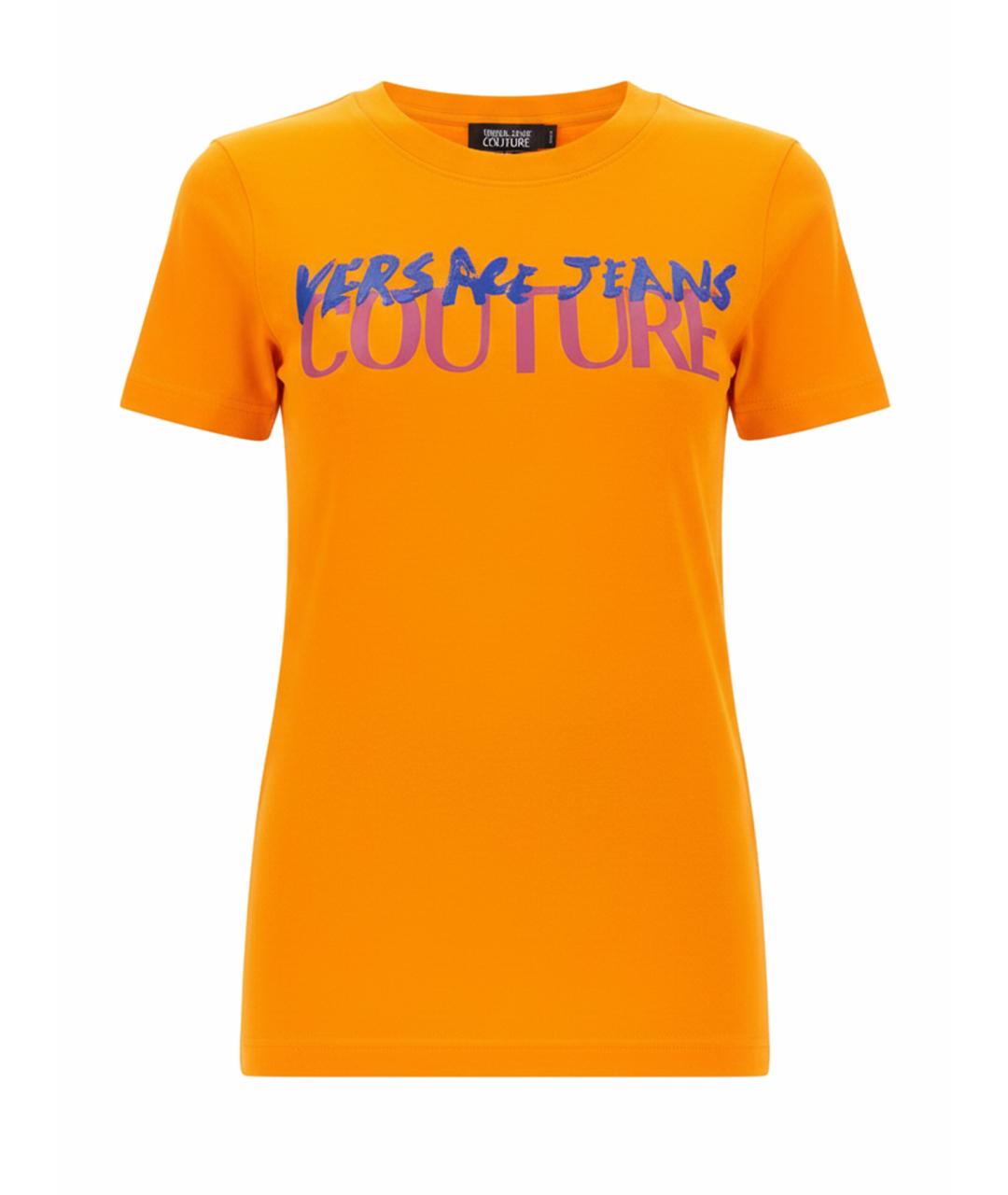 VERSACE JEANS COUTURE Оранжевая хлопковая футболка, фото 1