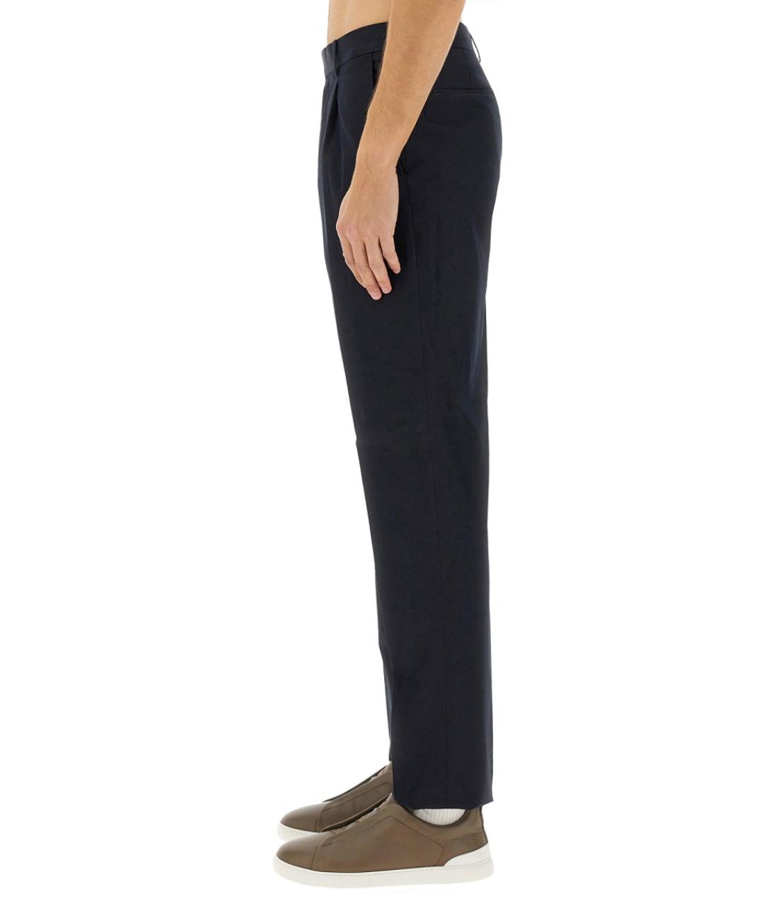 ZEGNA Темно-синие хлопко-эластановые повседневные брюки, фото 5