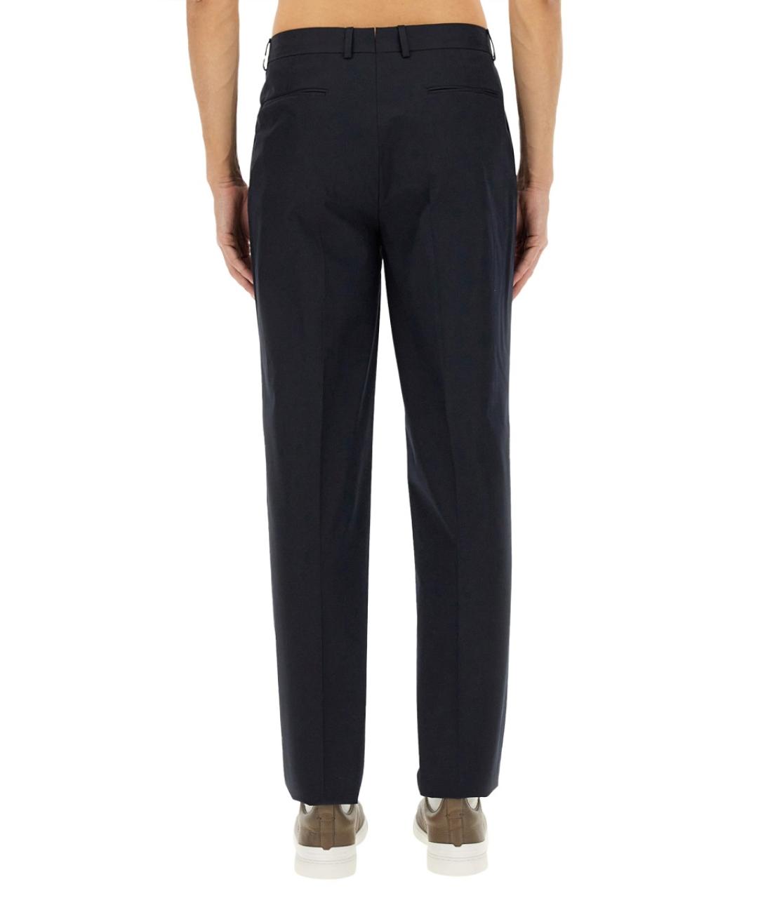 ZEGNA Темно-синие хлопко-эластановые повседневные брюки, фото 4