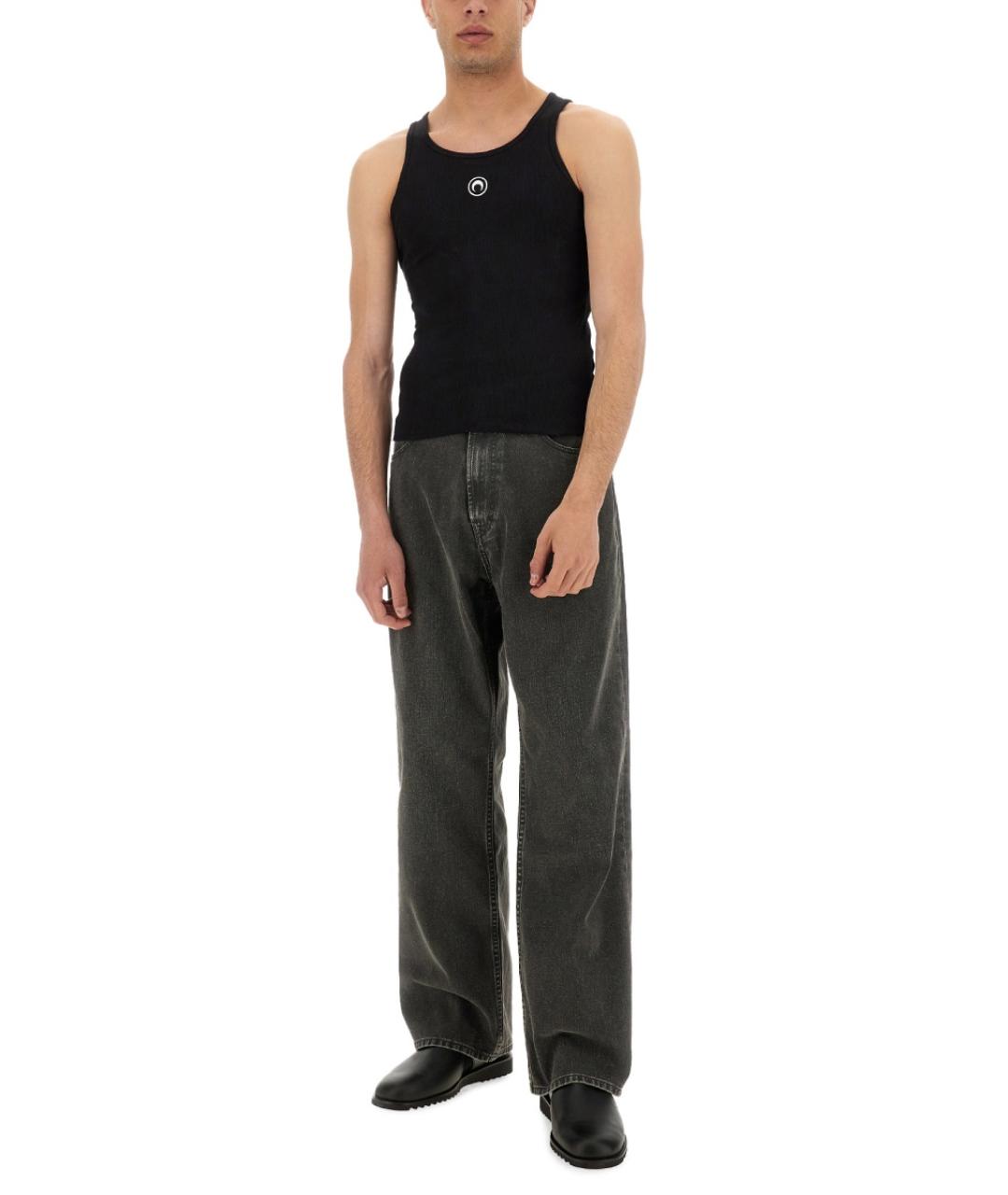 MARINE SERRE Черная хлопковая майка, фото 3